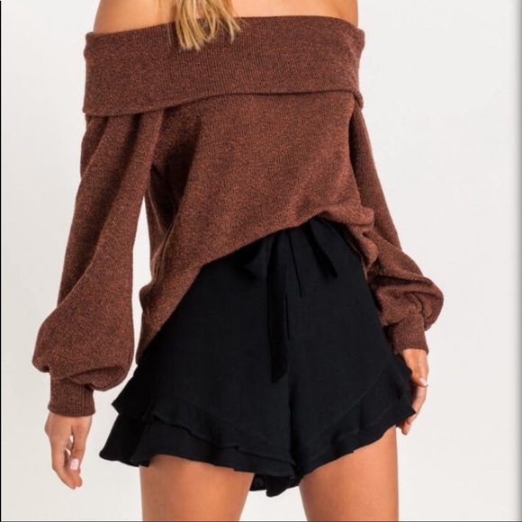 Lush black high rise boho ruffle linen shorts flutter costal cowgirl old… - Picture 2 of 8